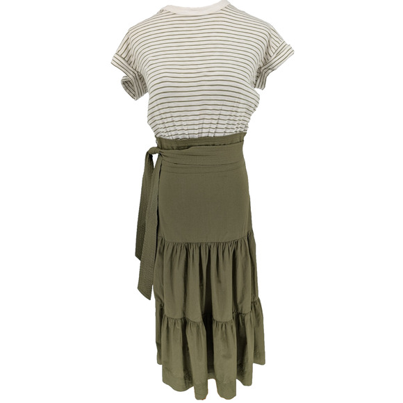 Veronica Beard Trail Mixed Media Dress Fern Green XS Cottage Quiet Luxury Preppy - Picture 3 of 12